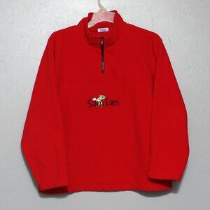 Vintage Dr Seuss I am Sam red 1/4 zip pullover embroidered fleece pullover